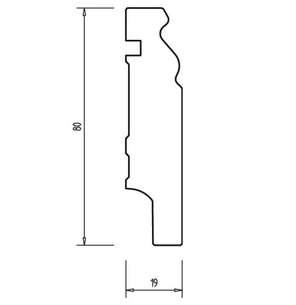 Weiße Kiefer Sockelleisten 80x19x2400 mm Berliner Profil